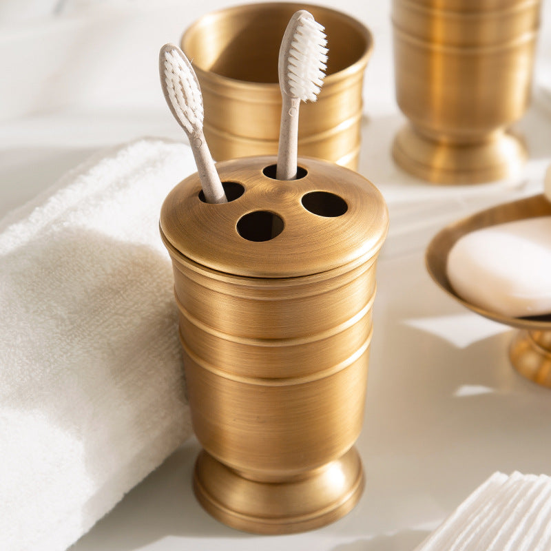 American Copper Bathroom Kit Toiletry Set Toothbrush Cup Holder Mouthwash Cup Hand Sanitizer Bottle Soap Box