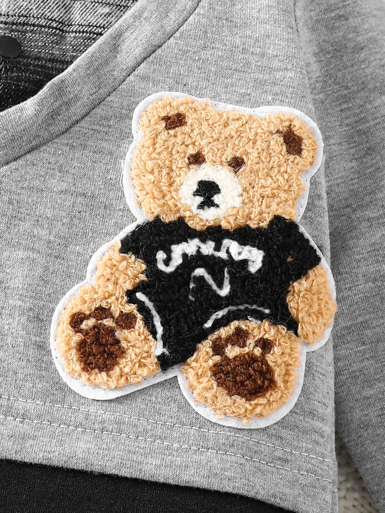 IURNXB Infant Cartoon Bear Romper Long Sleeve Baby Boy Gentleman Plaid Jumpsuit Onesie Newborn Color Block Outfit 1-18M