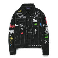 Hip Hop Fashion Printed Jeans Jacket Men Autumn Winter Streetwear Denim Jackets Coats Cowboy Jacket Jaqueta masculina