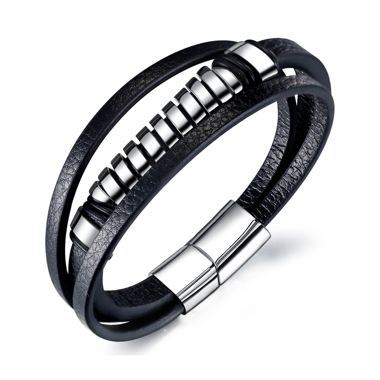 Men's multi-layer braided leather bracelet
