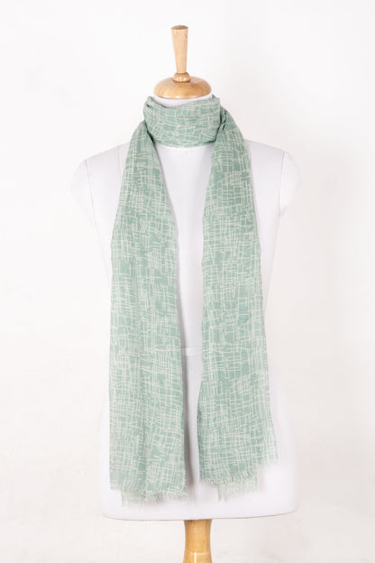 Busy Strokes Print Cotton Modal Scarf - Sage-1