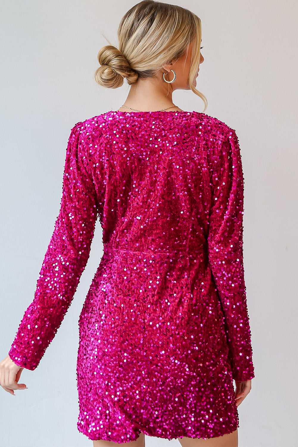 Pink Velvet Sequin Night‑Out Dress