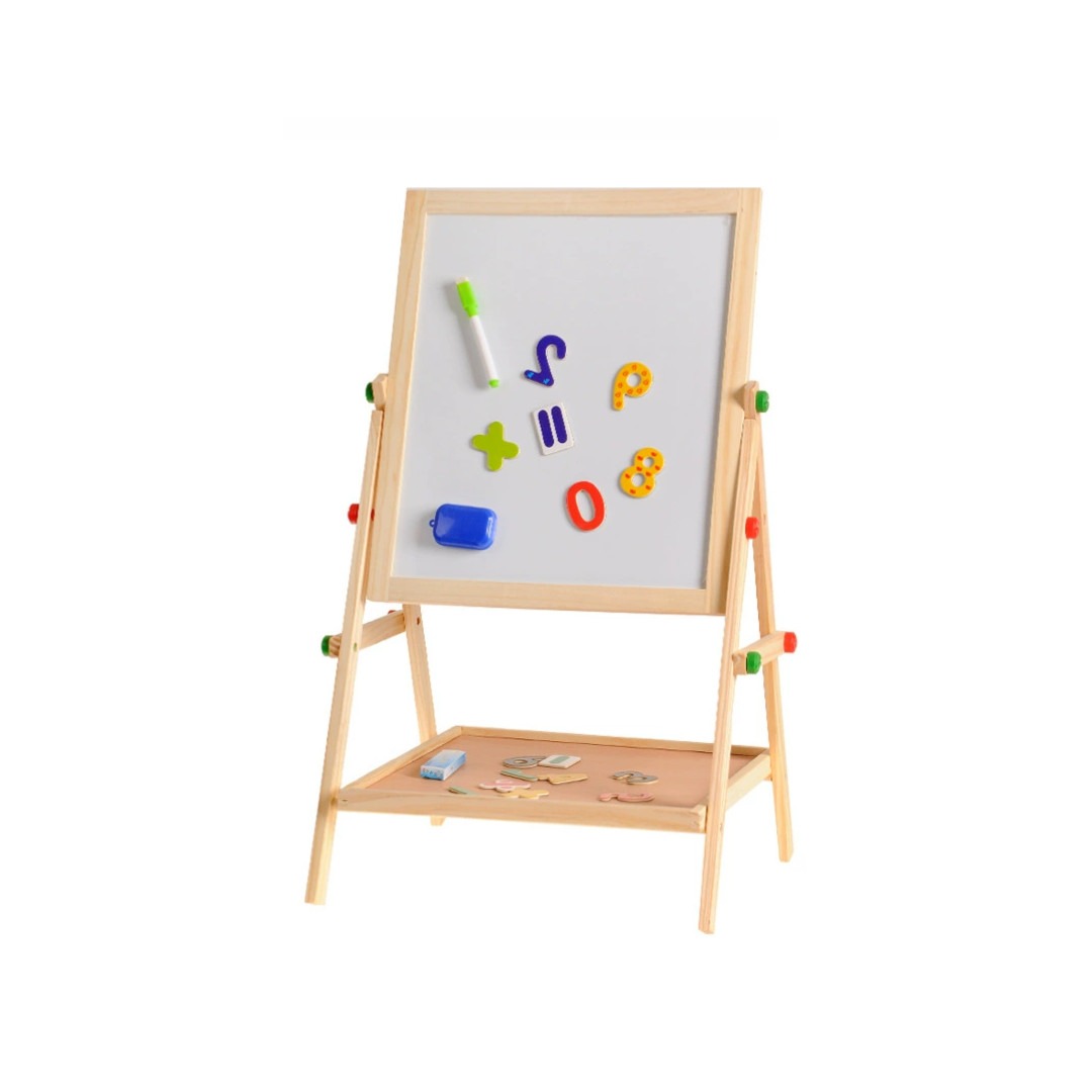 Kids 2 In 1 Wooden Blackboard Whiteboard Children Art Easel Chalk Drawing Board