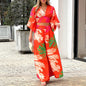 Fashionable Casual Top And High-waisted Wide-leg Pants Set