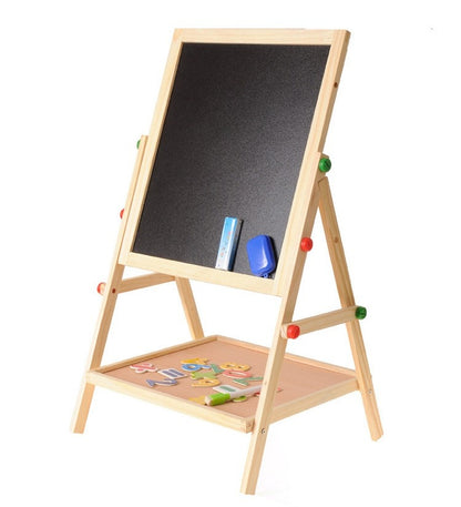 Kids 2 In 1 Wooden Blackboard Whiteboard Children Art Easel Chalk Drawing Board