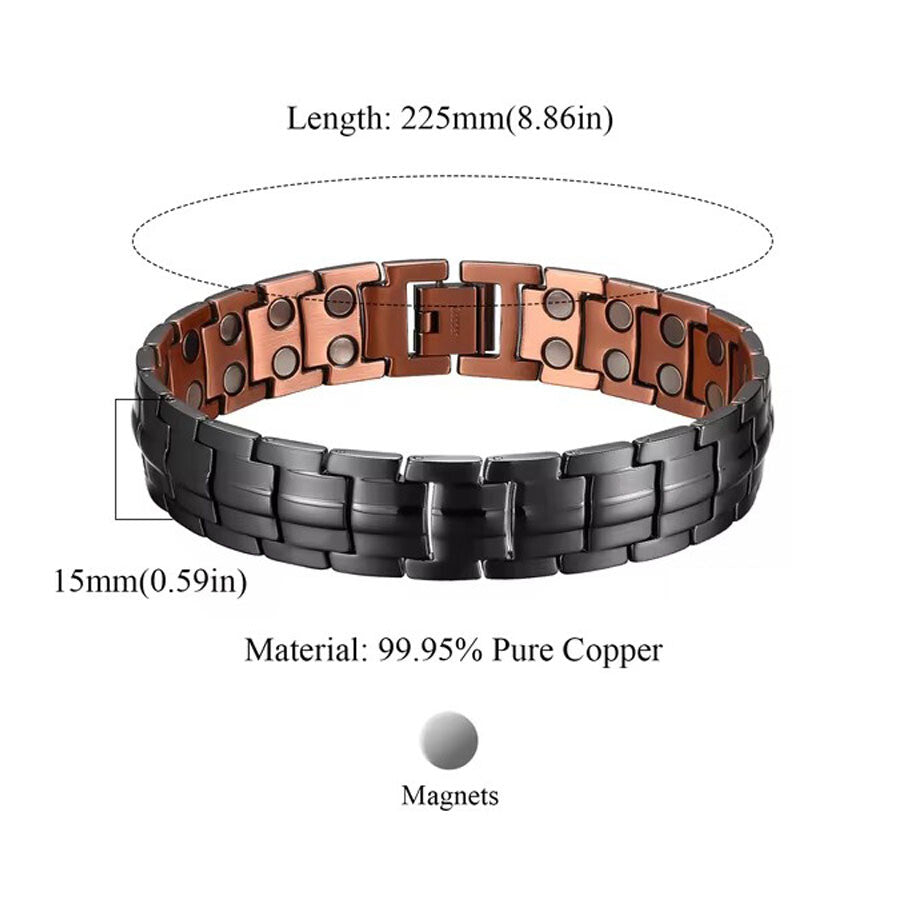Pure Copper Fully Magnetic Bracelet For Arthritis Relief Remove Tool Gift Boxed
