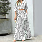Fashionable Casual Top And High-waisted Wide-leg Pants Set