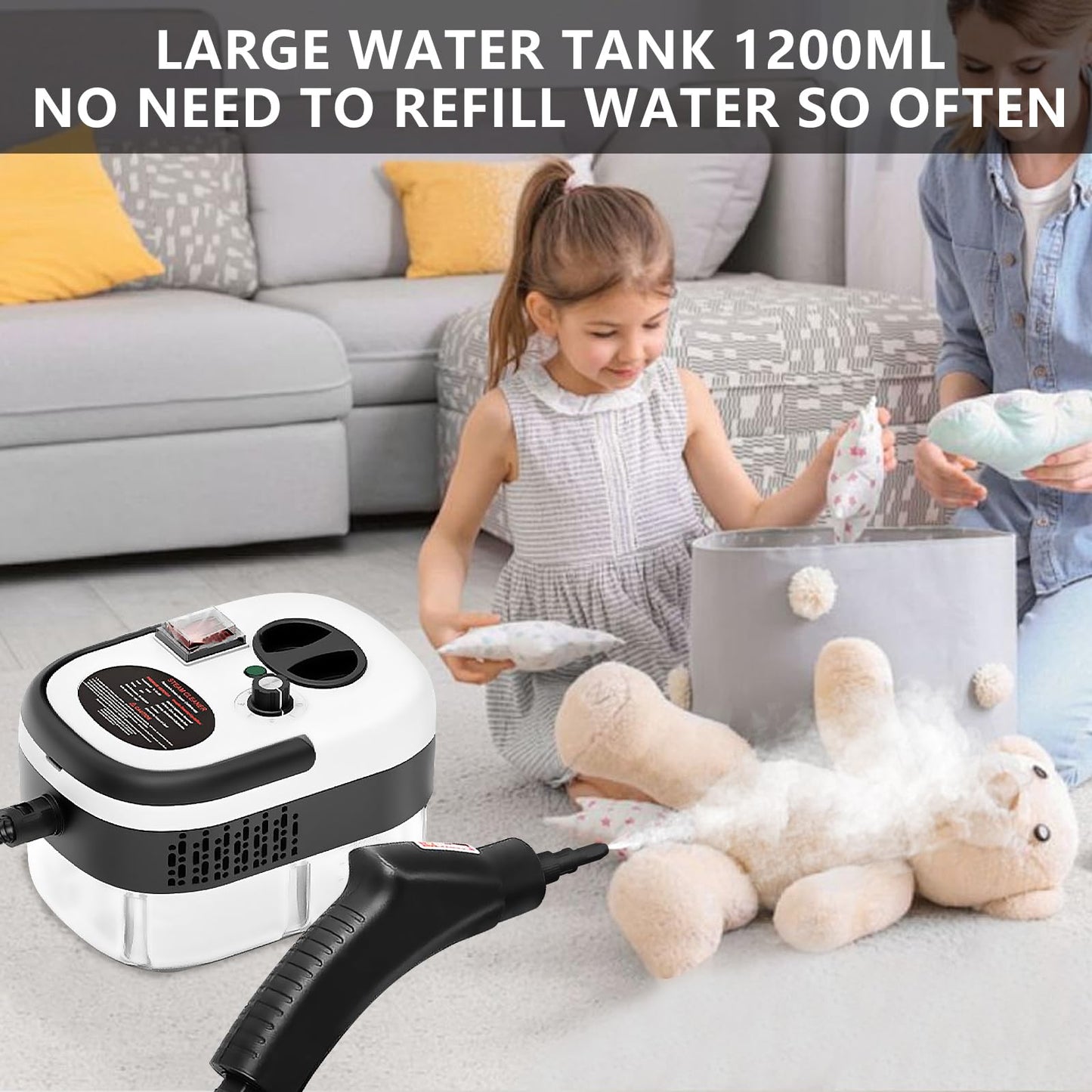 Handheld Steam Cleaner, Steamer For Cleaning, 2500W Pressurized Steam Cleaner With 1.2L Water Tank And 12 Attachments, Portable Steamer Cleaner For Home Car Kitchen Bathroom Furniture Tile Grout