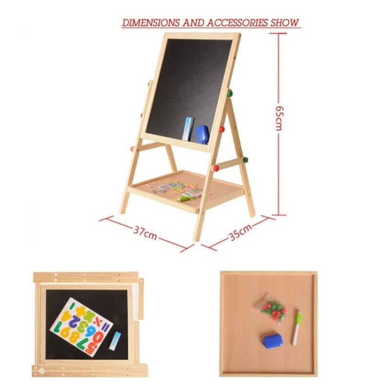 Kids 2 In 1 Wooden Blackboard Whiteboard Children Art Easel Chalk Drawing Board