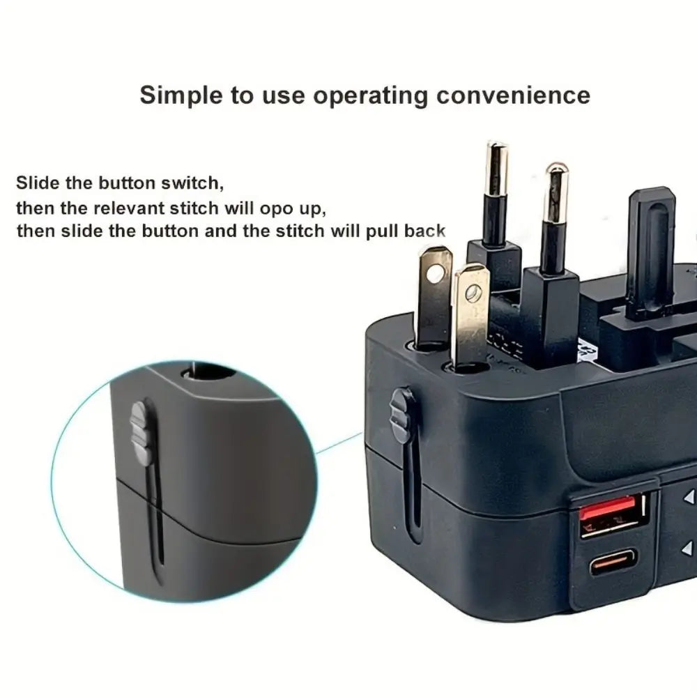 Universal Travel Adapter 1 USB+1 Type-C Charger Wall Charger AC Power Adapter USA EU UK AUS Converter Adapter USB Charger