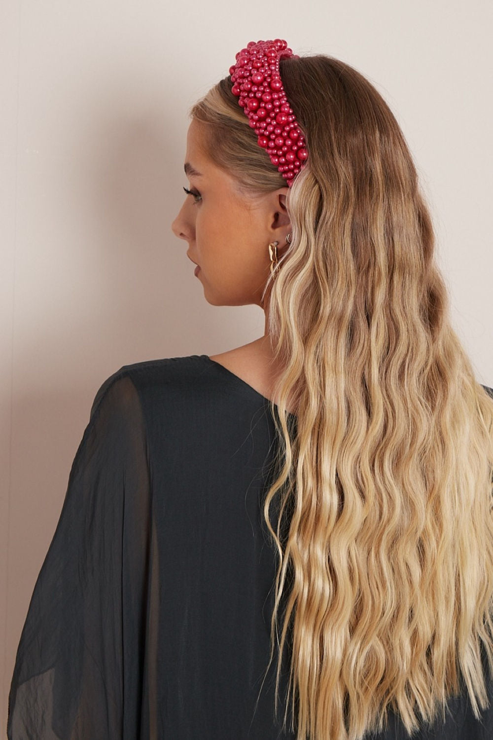 Red Pearl Chunky Headband-3