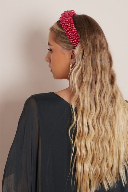 Red Pearl Chunky Headband-3