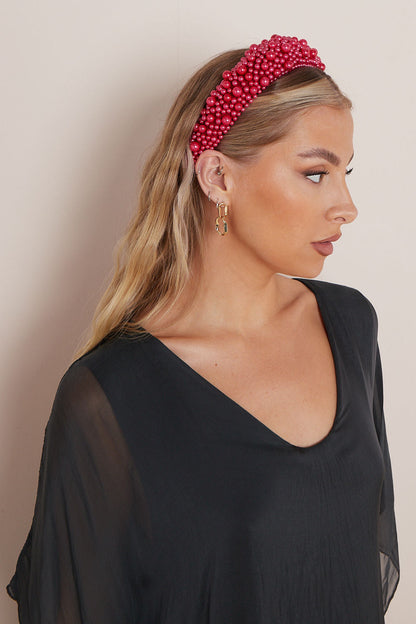 Red Pearl Chunky Headband-0