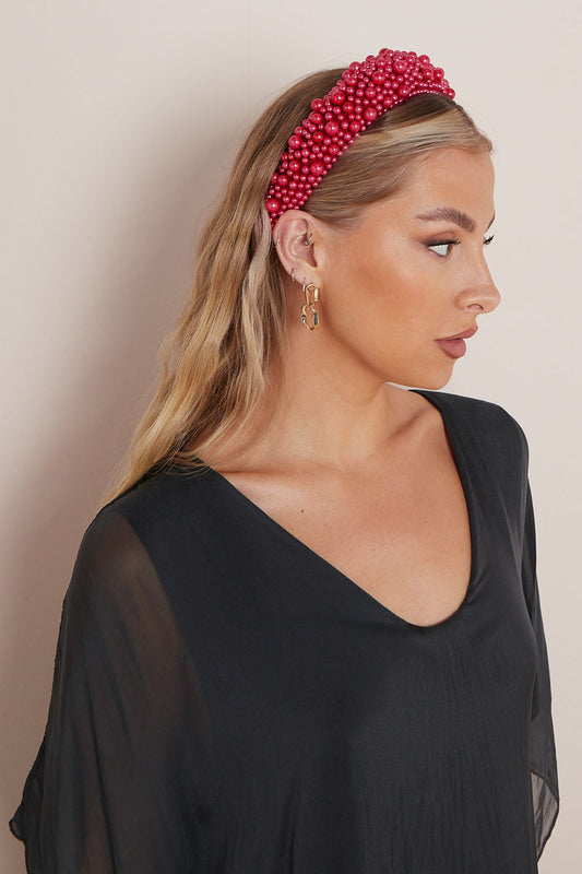 Red Pearl Chunky Headband-0