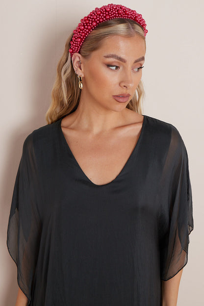 Red Pearl Chunky Headband-2
