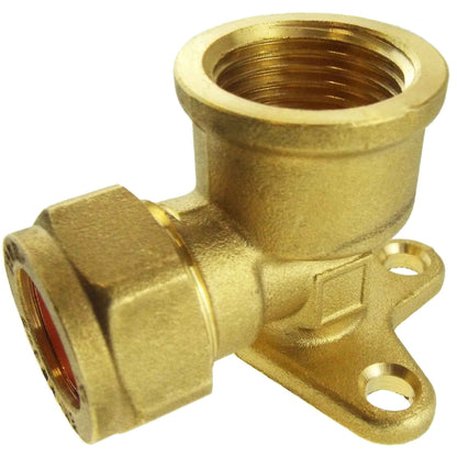 15mm Brass Wall Flange Kit with Lever Tap + Quick Connect Metal Splitter
