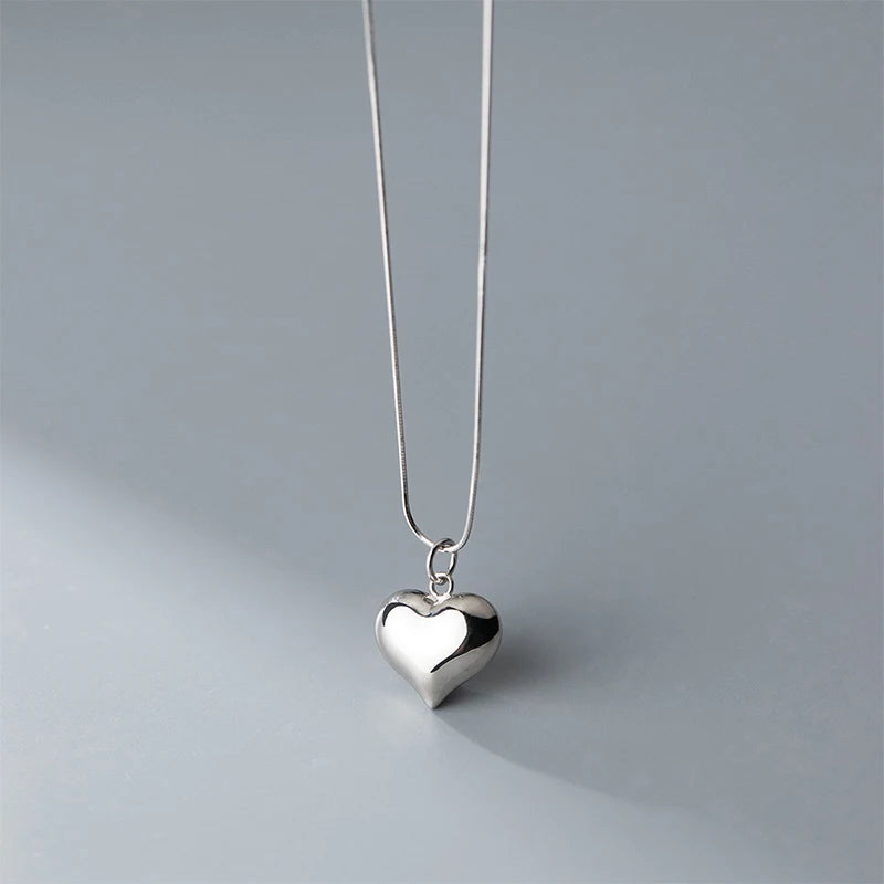MODIAN Classic 925 Sterling Silver Romantic Heart  Chain Link Pendant Necklaces for Women Fine Jewelry Valentine's Day Gifts