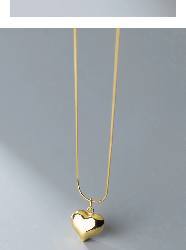 MODIAN Classic 925 Sterling Silver Romantic Heart  Chain Link Pendant Necklaces for Women Fine Jewelry Valentine's Day Gifts