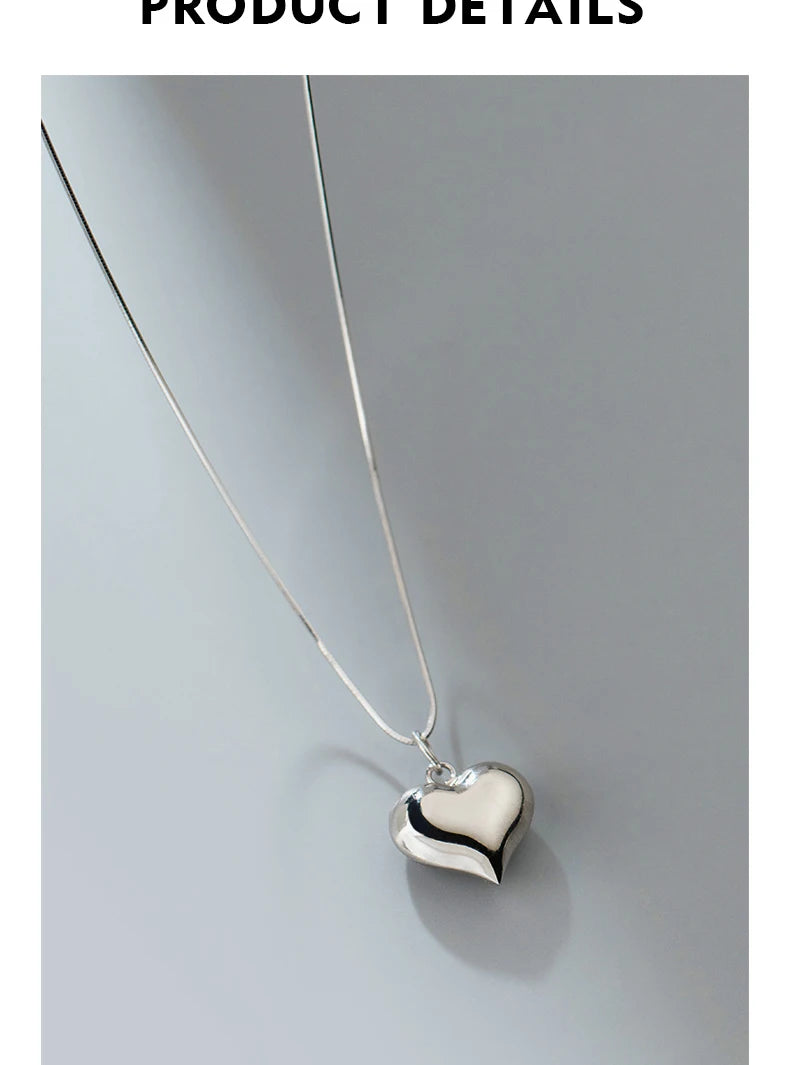 MODIAN Classic 925 Sterling Silver Romantic Heart  Chain Link Pendant Necklaces for Women Fine Jewelry Valentine's Day Gifts