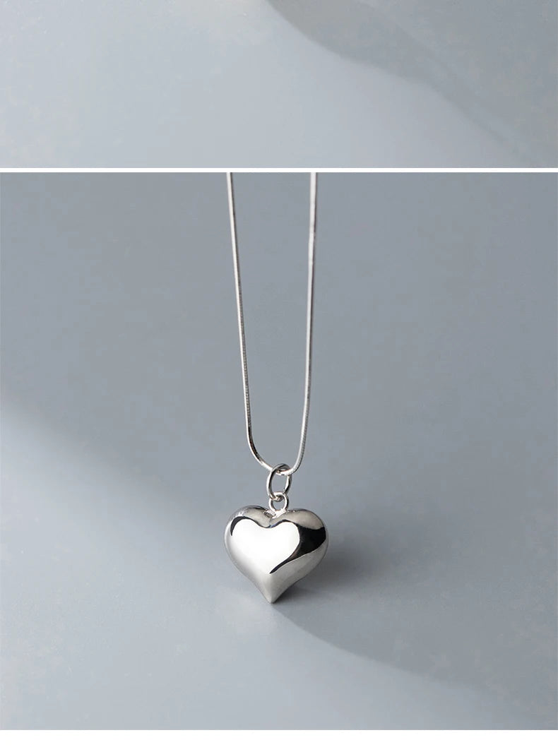 MODIAN Classic 925 Sterling Silver Romantic Heart  Chain Link Pendant Necklaces for Women Fine Jewelry Valentine's Day Gifts
