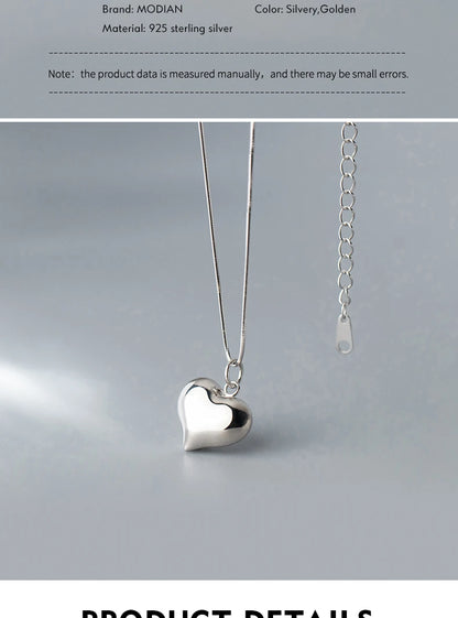 MODIAN Classic 925 Sterling Silver Romantic Heart  Chain Link Pendant Necklaces for Women Fine Jewelry Valentine's Day Gifts