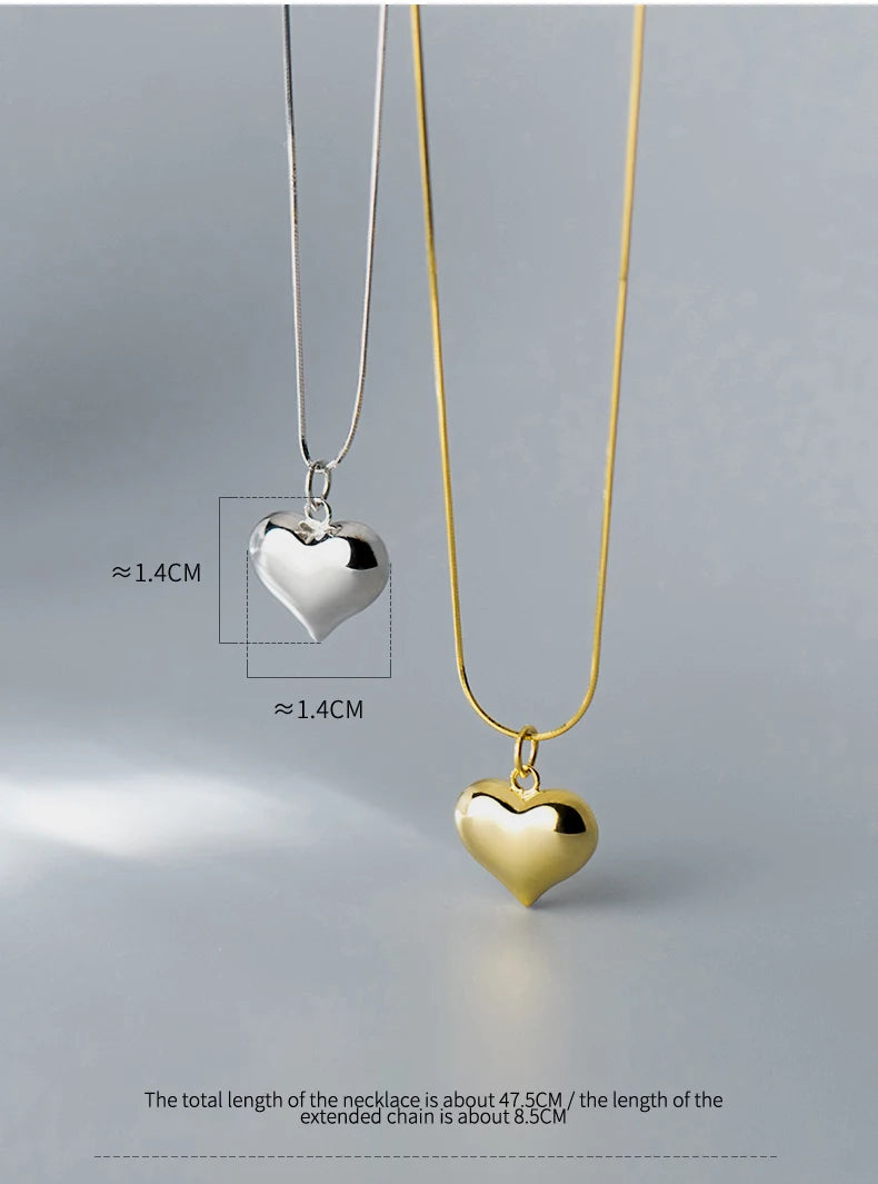 MODIAN Classic 925 Sterling Silver Romantic Heart  Chain Link Pendant Necklaces for Women Fine Jewelry Valentine's Day Gifts
