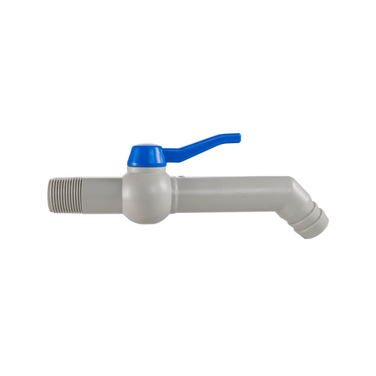 45 Degree PP Barbed Lever Tap, 1" BSP + PTFE
