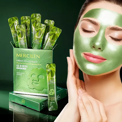 10pcs Mercilen Green Tea Peeling Facial Masks Moisturizing Hydrating Anti-Aging Whitening Peel-Off Face Mask Tearing Masks