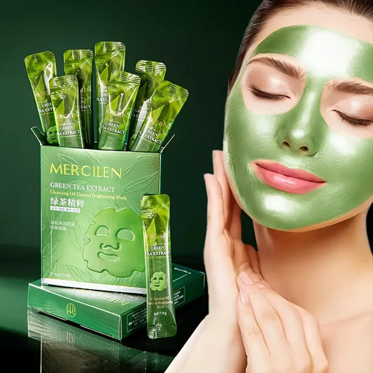 10pcs Mercilen Green Tea Peeling Facial Masks Moisturizing Hydrating Anti-Aging Whitening Peel-Off Face Mask Tearing Masks