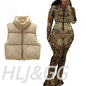 HLJ&GG Winter New Puffer Vest 3 Piece Sets Women Zipper Long Sleeve Top+Cotton Jacket+Legging Pants Outfits Casual Tracksuits BR