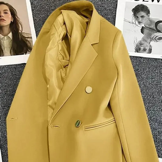 Slim Fit Ladies' Suit Jacket Double Row Metal Buckle Commuter Style Korean Elegance Thin Spring Women's Outerwear