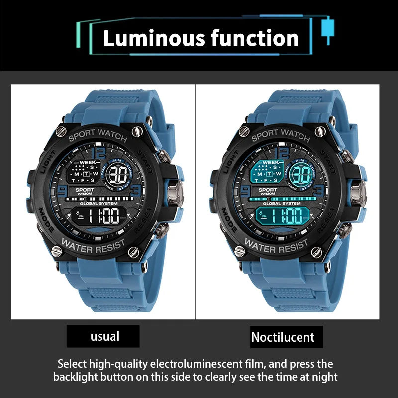 Fashion Sport Electronic Watch Waterproof Stopwatch Man Watches Luminous Alarm Clock Digital Wristwatch