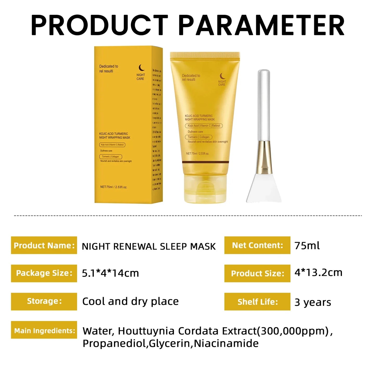 Turmeric Collagen Night Mask Hydrating Moisturizing Brightening Hydrating To Improves Spots Acne Dullness Skin Peel-off Mask