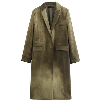 VTKW Halo Dyed Buttonless Lapel Design With High-quality 2025 Spring New Women's Blazer Versatile Long Suit Jacket