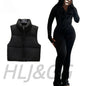 HLJ&GG Winter New Puffer Vest 3 Piece Sets Women Zipper Long Sleeve Top+Cotton Jacket+Legging Pants Outfits Casual Tracksuits BR