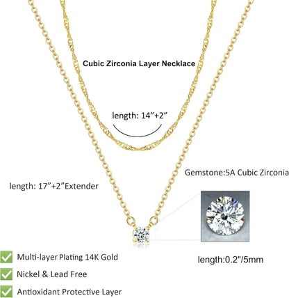 Diamond Necklaces for Women K Gold/Sterling Silver Choker Necklace Simple Gold Plated Jewelry Necklaces for Women Gifts