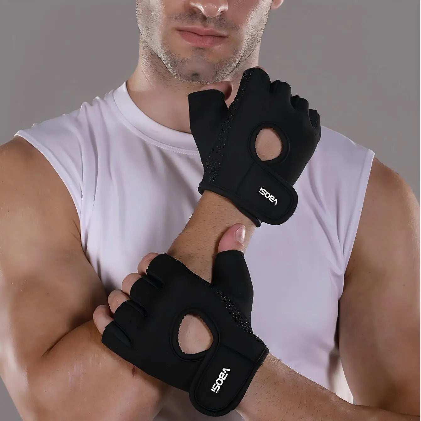 VBOSi Breathable Half Finger Gloves for Gym Exercise Cycling with Anti-slip Dots Palm Protection