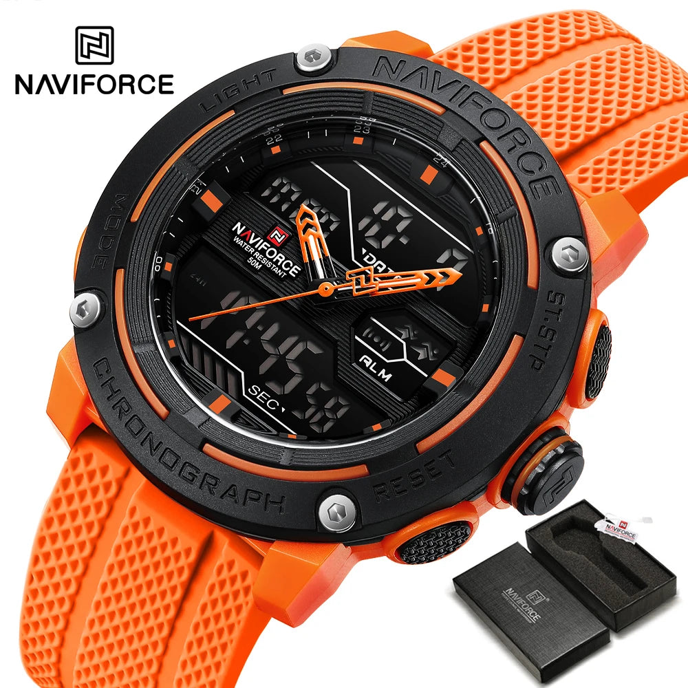 NAVIFORCE Luxury Watch Sport Waterproof Male Clock Date Digital Quartz Men Watch Double Display Wristwatch 2025 New reloj homb