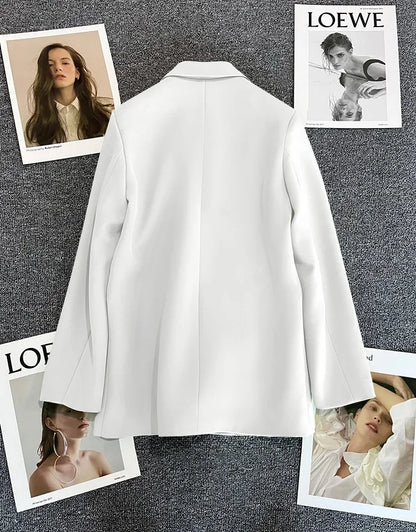 Slim Fit Ladies' Suit Jacket Double Row Metal Buckle Commuter Style Korean Elegance Thin Spring Women's Outerwear