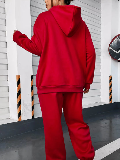 women Hoodies+sweatpant set Hip Hop Street Casual Printed Hoodie Oversize Loose New Sweatshirts Autumn Warm Fleece Clothing