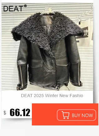 DEAT 2025 Winter New Trendy Shiny Sequin Fabric Stand Collar Warm Jacket For Women High Waist Cotton-padded Coat Female 11A07257