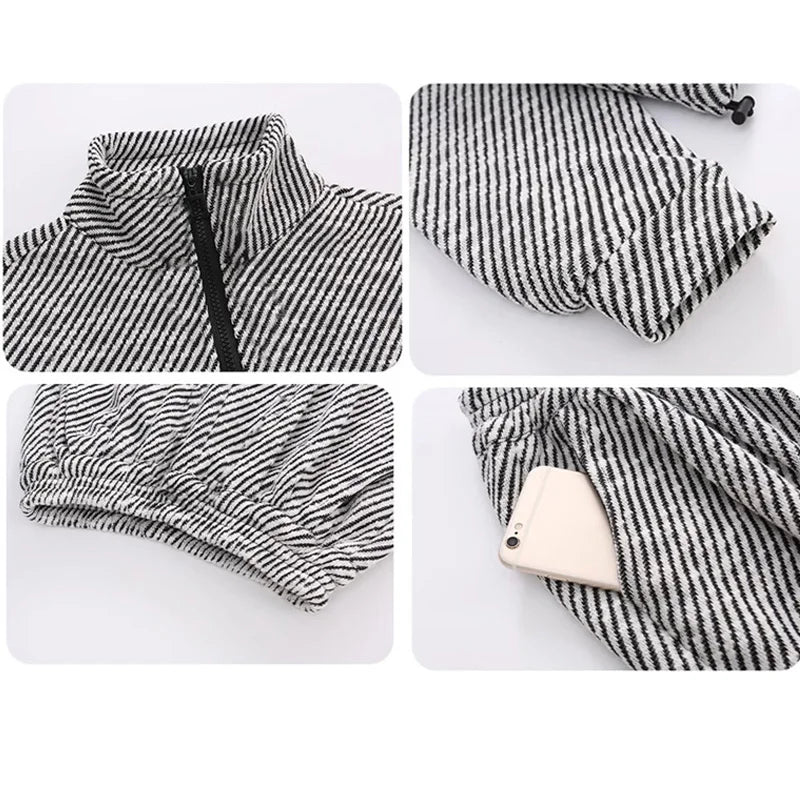 Teen Girls Sets 2025 New Children Spring Fashion Suit Kids  Striped Jackets+Loose Sports Pants 2 Pcs Outfits New Clothing Set
