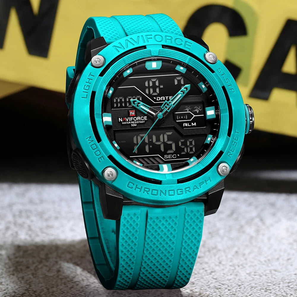 NAVIFORCE Luxury Watch Sport Waterproof Male Clock Date Digital Quartz Men Watch Double Display Wristwatch 2025 New reloj homb