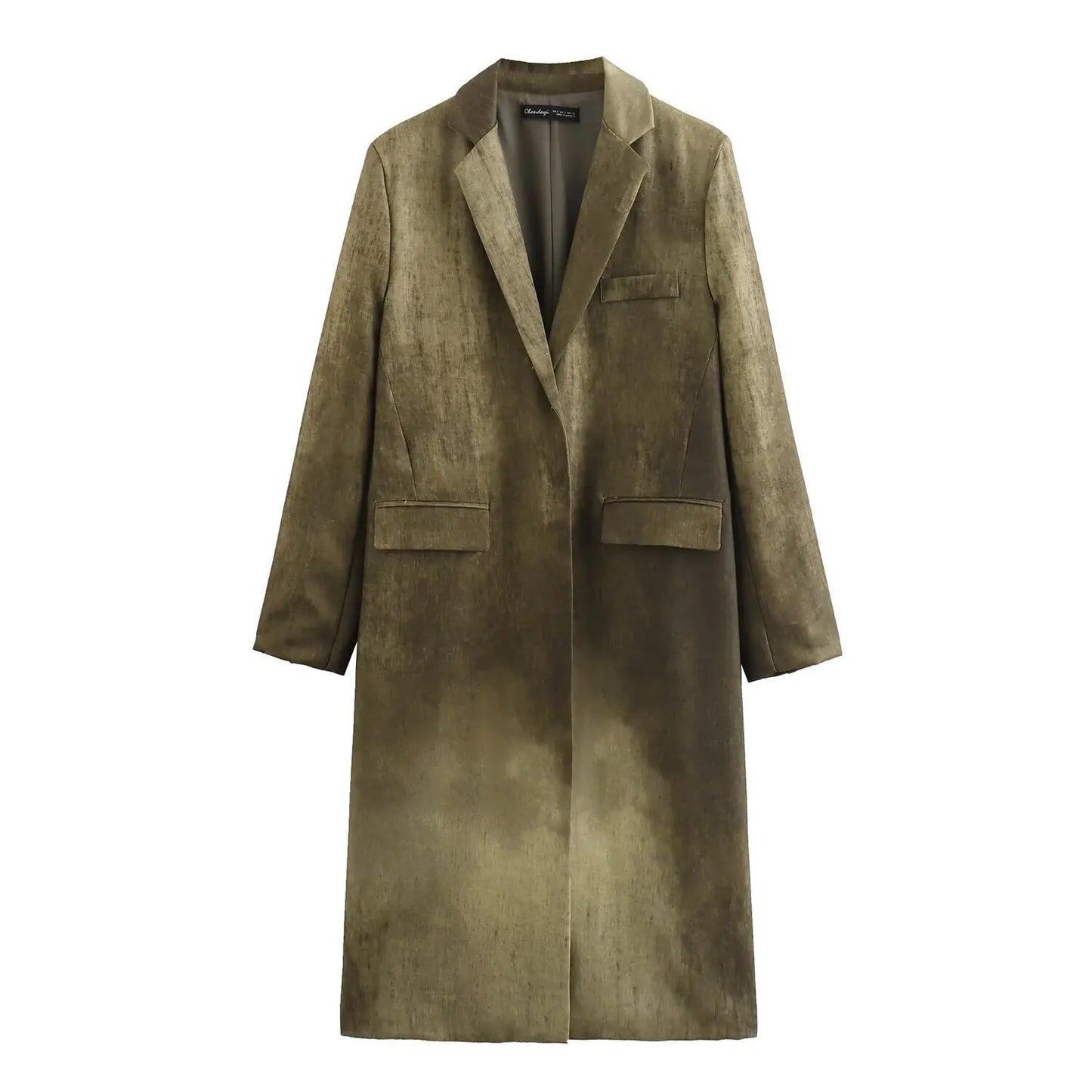 VTKW Halo Dyed Buttonless Lapel Design With High-quality 2025 Spring New Women's Blazer Versatile Long Suit Jacket