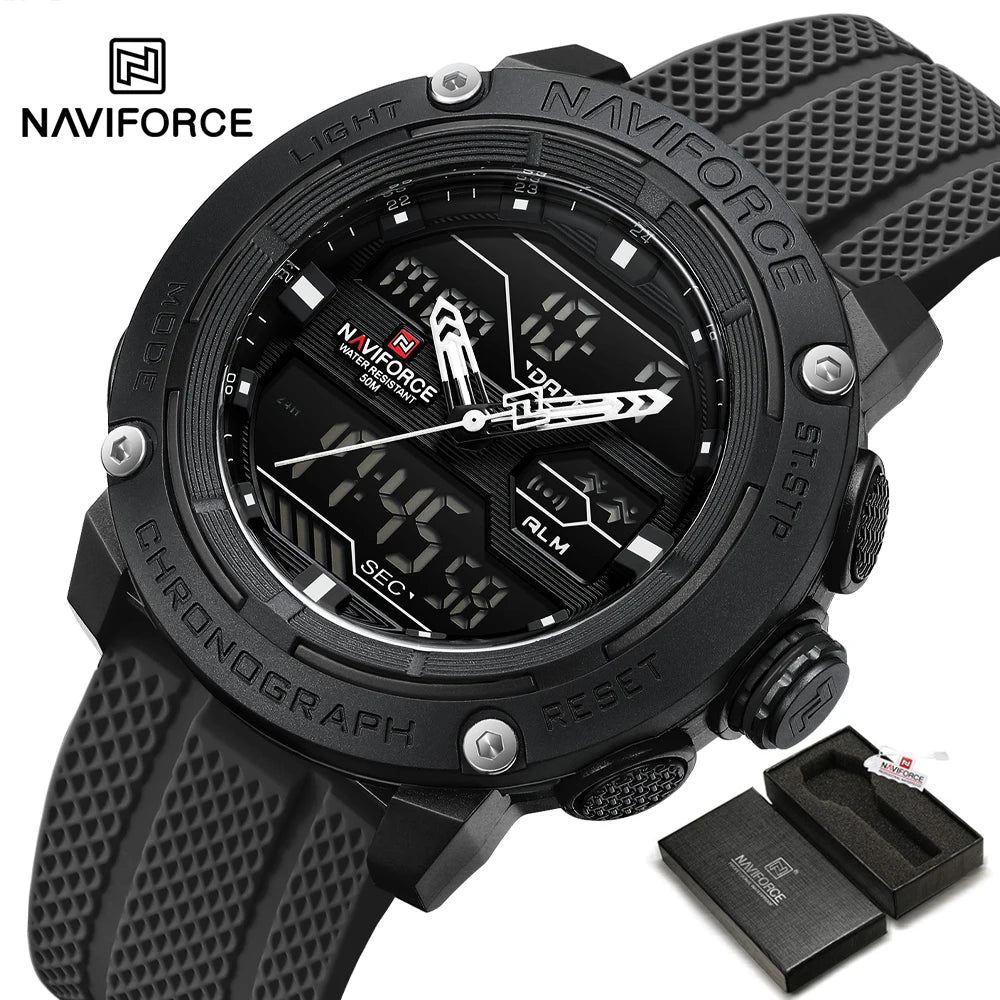 NAVIFORCE Luxury Watch Sport Waterproof Male Clock Date Digital Quartz Men Watch Double Display Wristwatch 2025 New reloj homb