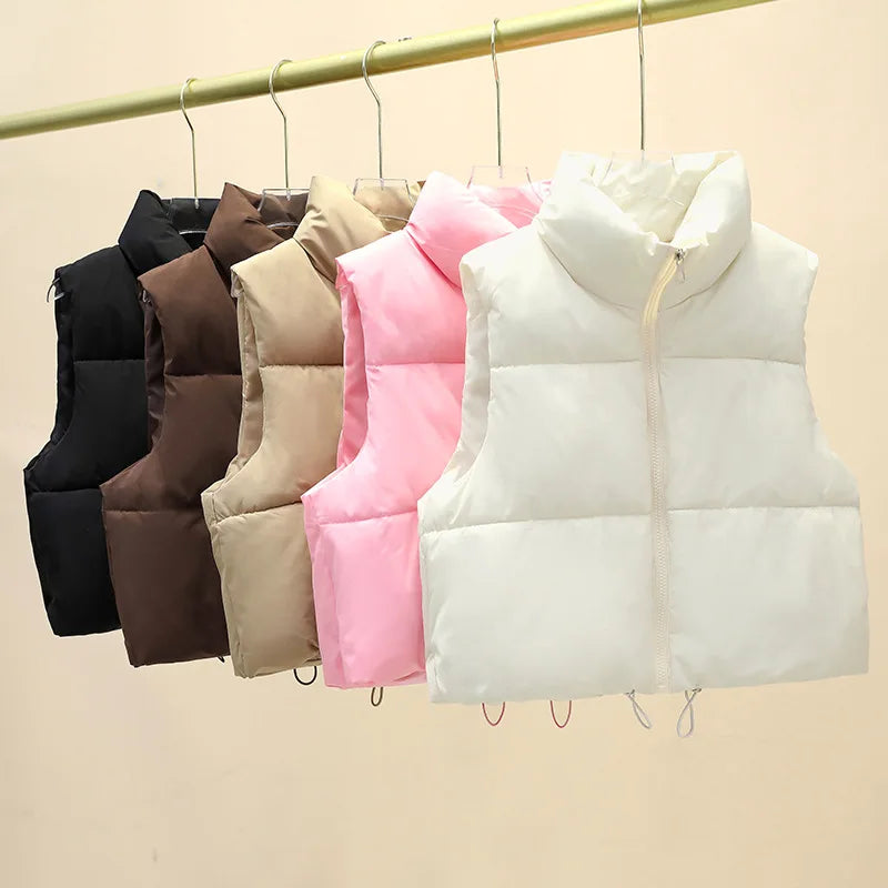 HLJ&GG Winter New Puffer Vest 3 Piece Sets Women Zipper Long Sleeve Top+Cotton Jacket+Legging Pants Outfits Casual Tracksuits BR