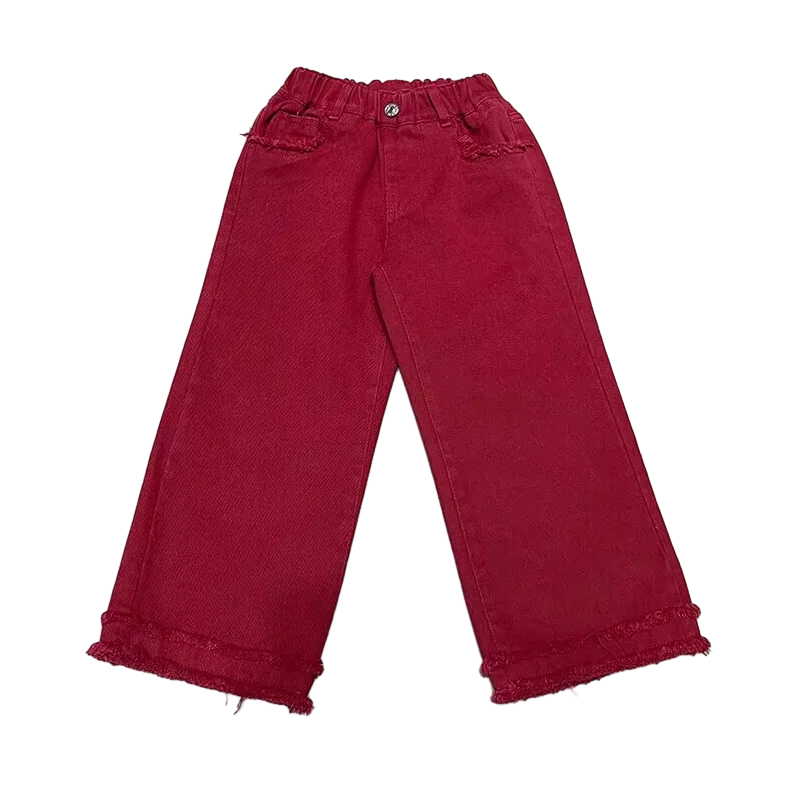 Girls Jeans Spring Autumn Loose Wide Leg Pants for Kids Casual All-match Teenage School Children Trousers 10 12 13 kids clothes