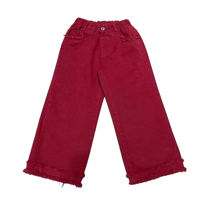 Girls Jeans Spring Autumn Loose Wide Leg Pants for Kids Casual All-match Teenage School Children Trousers 10 12 13 kids clothes