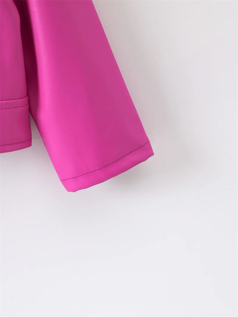Girls Leather Jackets 2026 Spring Kids Cycling PU Leather Coats Autumn Children's Fashion Turn-down Clothing 2-6 Years Old