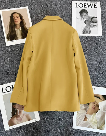 Slim Fit Ladies' Suit Jacket Double Row Metal Buckle Commuter Style Korean Elegance Thin Spring Women's Outerwear